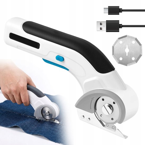 Elektrische Schere Kabellose Teppichschere Kartonschneider 60 W & 320 U/min 2000 Mah Akku Schneidet Bis Zu 8 Mm Materialstärke Für Gardinen, Text