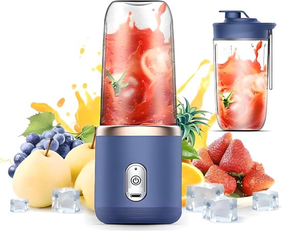 Tragbarer Standmixer (412 Ml) Mit 6 Klingen Für Säfte Und Smoothies. Leistungsstarker Fusion Blender Mit Usb Ladefunktion, Deckel Und Becher Inkl
