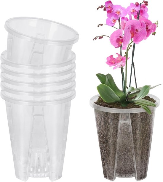 6er Pack Transparente Orchideentöpfe 12 Cm Für Garten Balkon Pflanzen