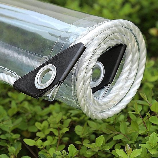 Transparente Pvc Plane (0,39 Mm, 1 X 2 M) Mit Durchmesser Und Befestigungsseil Reißfest Und Robust Für Camping, Gewächshaus, Auto, Terrasse Und P