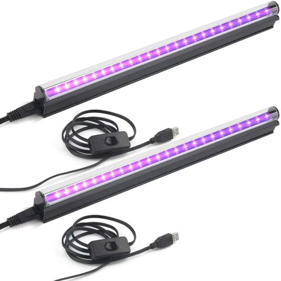 2 Teiliges Set Led Schwarzlichtstreifen, 5 W 28 Cm Usb Uv Schwarzlichtröhre, Leuchtartikel Für Halloween Partys, Zimmerbeleuchtung, Poster Und Ur