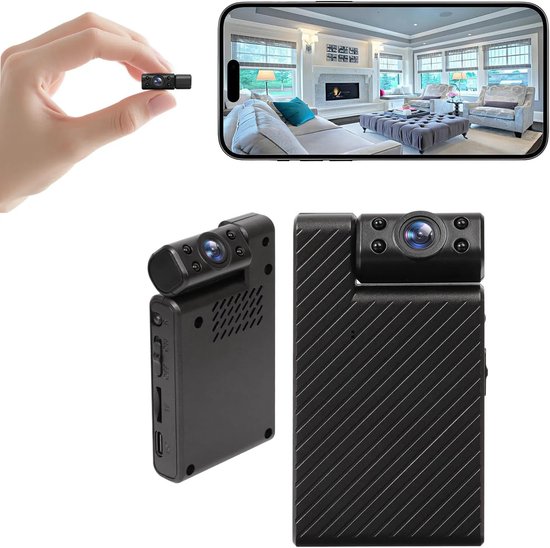Mini Überwachungskamera Mit 180° Drehbarem Objektiv Ultra Hd Wlan Spionagekamera Fernbedienung, Bewegungserkennung, Steuerung Per Smartphone App