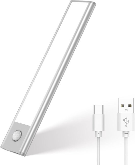 Led Schrankleuchte Mit Bewegungsmelder, 20 Cm Wiederaufladbare Unterbauleuchte Dimmbar, 6500 K Kaltweiß Magnetische, Kabellose Lampe Für Küche, F