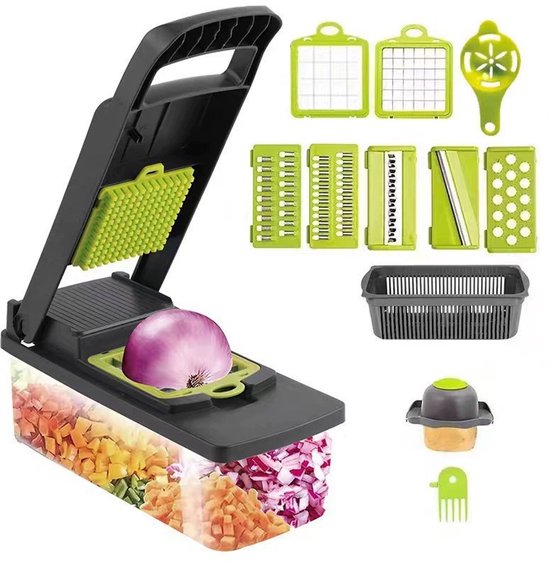 Gemüseschneider, 14 In 1 Gemüseschneider, Manueller Gemüseschneider, Gemüsehacker, Multifunktionaler Gemüseschneider, Blockierer, Blockierer Für