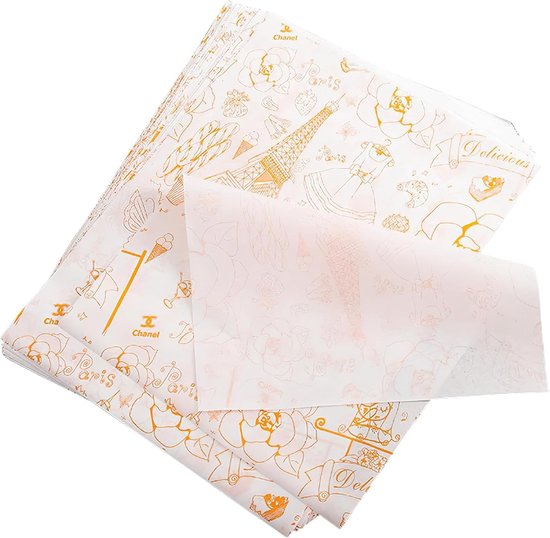 Backpapier, 100 Blatt, Lebensmittelecht, Ölbeständig, Als Einlage Für Feinkostkörbe, Fettabweisend Und Wasserdicht, Für Kuchen, Brot, Pommes Frit