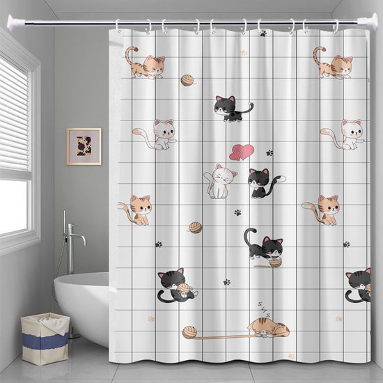 Duschvorhang Fürs Badezimmer Wasserdicht Kein Bohren Erforderlich Trennvorhang Hochwertiger Duschvorhang 180 X 180 Cm