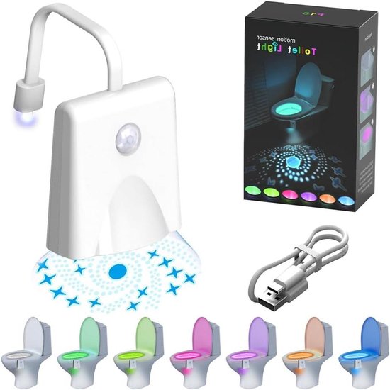 Led Toilettenleuchte Mit 7 Farben Wiederaufladbar, Mit Bewegungssensor Und Integrierter Sitzbeleuchtung.
