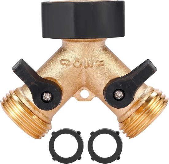 Y Stück Wasserhahn 3/4" Wasserhahnverteiler Wasserverteiler Außenwasserhahn 2 Wege Wasserverteiler Messing G 3/4" Wasserverteiler Mit Zubehör Eur