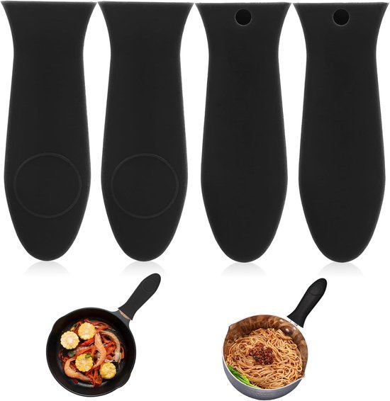 4er Pack Rutschfeste Silikon Griffe Schwarze Griffschoner Für Kochgeschirr Für Eisen Und Aluminiumpfannen