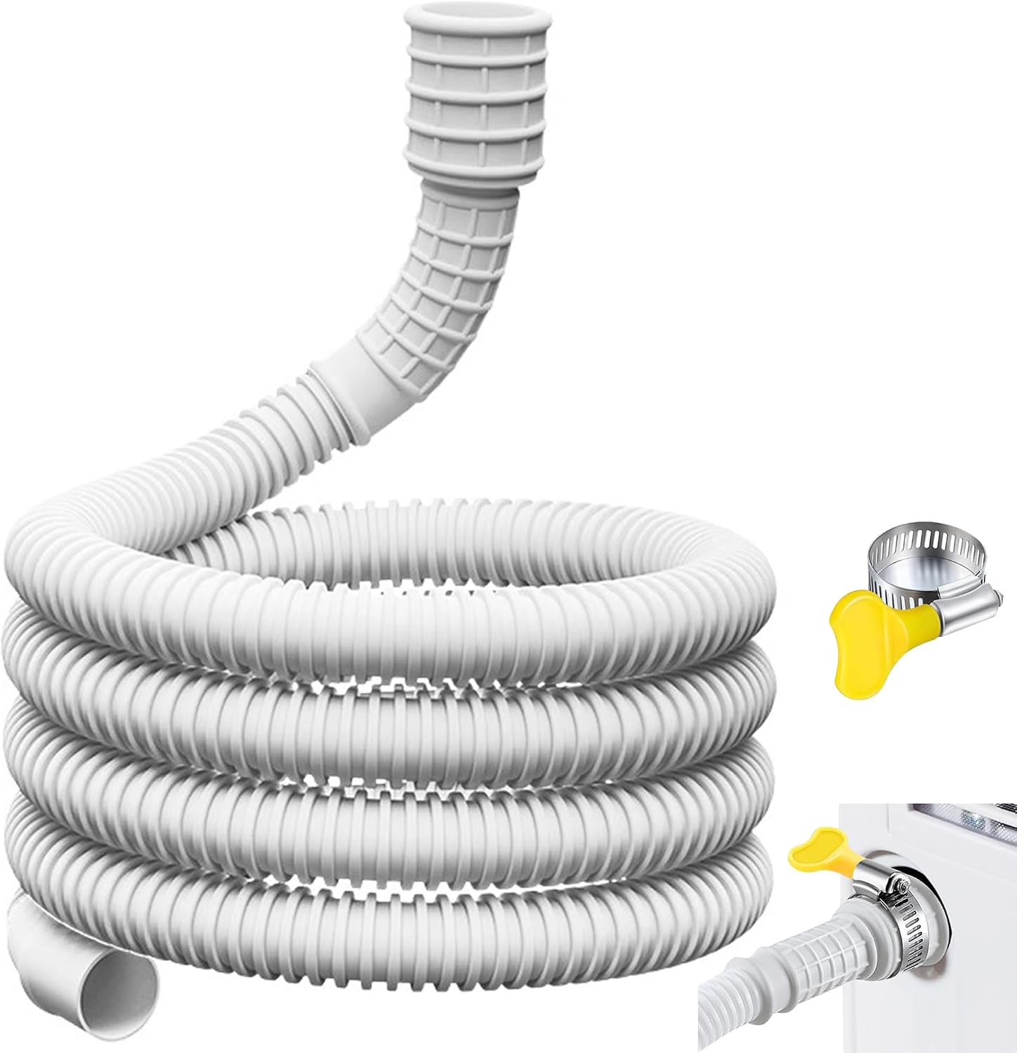Flexibler Ablaufschlauch Für Klimaanlage Und Luftentfeuchter, 2 M, Mit Gummiadapterzange, Zum Zuschneiden, Weiß