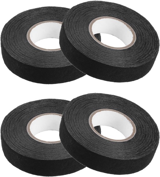Textilband 4 Stück Schwarz 19 Mm X 15 M Isolierband Kabelbinder Isolierband Textilband Selbstklebend Für Auto Und Motorradverkabelung, Hausverkab