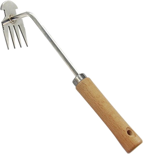 Unkrautstecher Unkrautentferner Edelstahl 4 Zinkiger Unkrautentferner Für Verschiedene Zwecke Langstieliges Gartengerät Mit Holzgriff Gartengerät