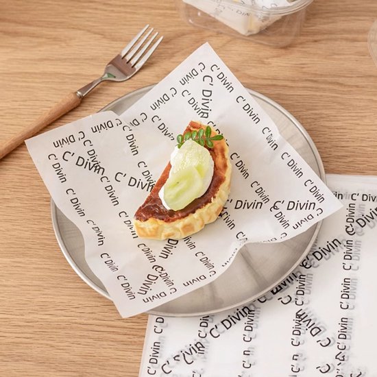 100 Blatt Pergamentpapier Für Lebensmittel, Korbeinlagen, Picknicks, Feinkostverpackungen, Grills, Weißer Hintergrund Mit Französischem Text 18 X