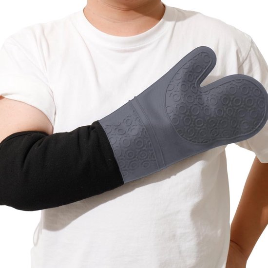 Extra Lange Ofenhandschuhe Für Hohe Temperaturen 2er Pack, Robust, Rutschfest, Für Den Gewerblichen Einsatz Silikon, Hitzebeständig Bis 500 °c, Z