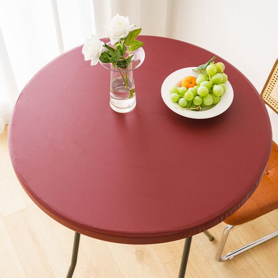 Wasserdichte Runde Tischdecke Für Beistelltische Im Außenbereich Vinyl Tischdecke Für Die Terrasse 60 Cm Burgunderrot