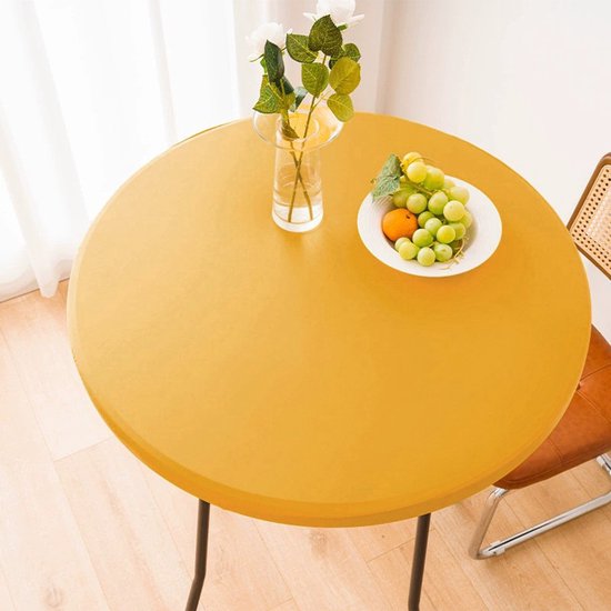 1 Wasserdichte Runde Tischdecke Für Beistelltische Im Außenbereich Vinyl Tischdecke Für Die Terrasse 60 Cm Goldgelb