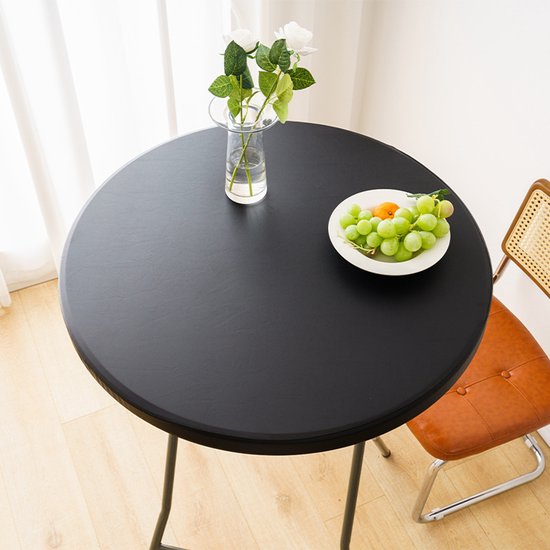 1 Wasserdichte, Runde Tischdecke Für Beistelltische Im Außenbereich Vinyl Tischdecke Für Die Terrasse 60 Cm Schwarz