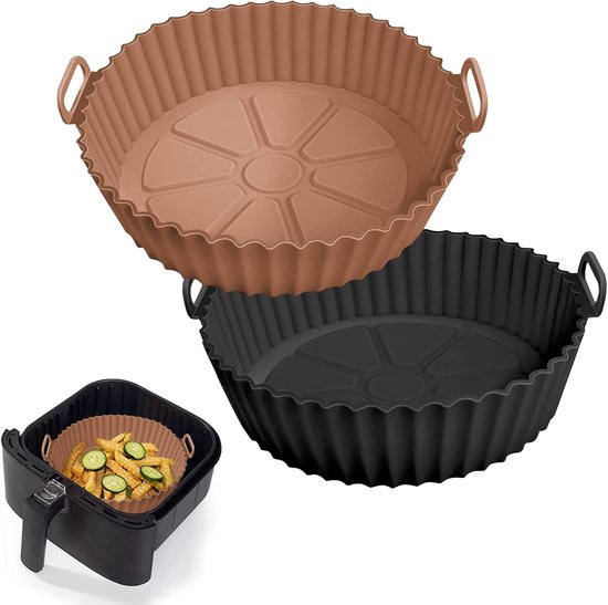 2er Set Silikonschüsseln Für Airfryer Wiederverwendbar Silikon Schüsselkorb Airfryer Korb Ersetzt Brennbares Backpapier Backblech Zubehör Für Die
