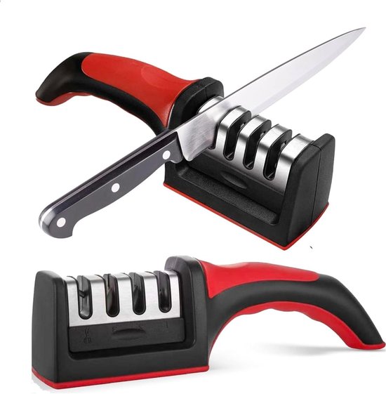 Messerschärfer, 4 In 1 Professioneller Schnellschärfer Aus Edelstahl Für Küchenmesser Ergonomischer Und Benutzerfreundlicher Küchenmesserschärfer