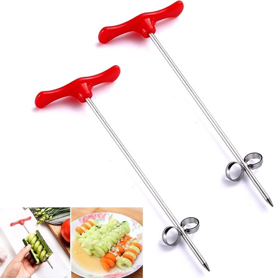 2 Teiliger Manueller Gemüsespiralschneider Küchenhelfer Spiralschneider Aus Edelstahl Für Karotten, Gurken, Zucchini, Kartoffeln, Äpfel Salatschn