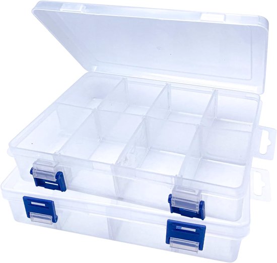 Transparente Aufbewahrungsbox Mit Fächern 2er Set Verstellbare Trennwände 8 Fächer Kunststoff Organizer Für Perlen, Schrauben & Schmuck Transpare