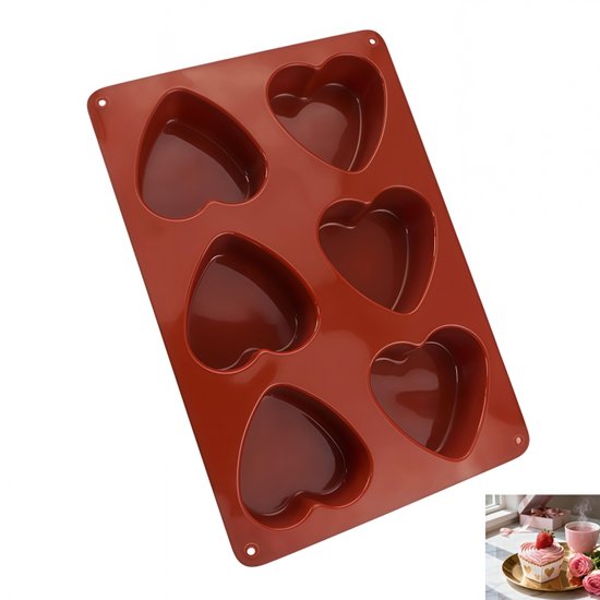 Silikonform Herzförmige Schokoladenform Silikon Kuchenform Mit 6 Herzförmigen Mulden Zur Herstellung Von Gelee, Pudding, Handgemachter Seife Und