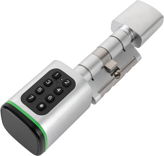 Intelligentes Türschloss Smart Locking Hauszugangsverwaltung Entriegelung Per App & Schlüssel Türstärke: 35 45 Mm Silber