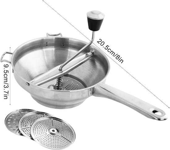 Kartoffelpresse Für Kartoffelpüree, Kartoffelstampfer Aus Edelstahl Mit 3 Austauschbaren Scheiben Und Silikongriff, Tomatensoßenmaschine, Kartoff