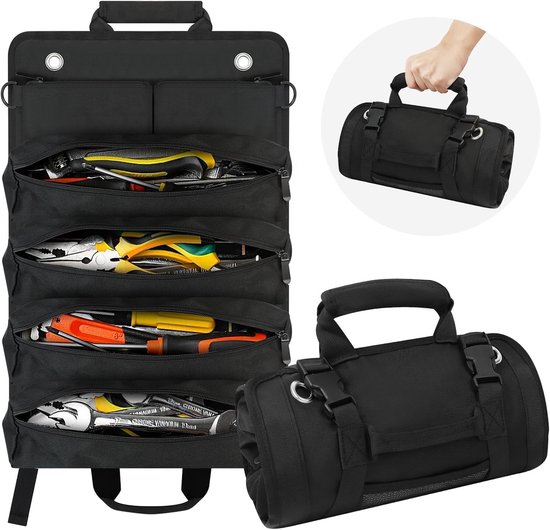 Werkzeugrolle, Kleine, Aufrollbare Werkzeugtasche Mit Abnehmbaren Fächern, Robuste, Aufrollbare Werkzeugtasche Mit Organizer, Werkzeugaufbewahrun
