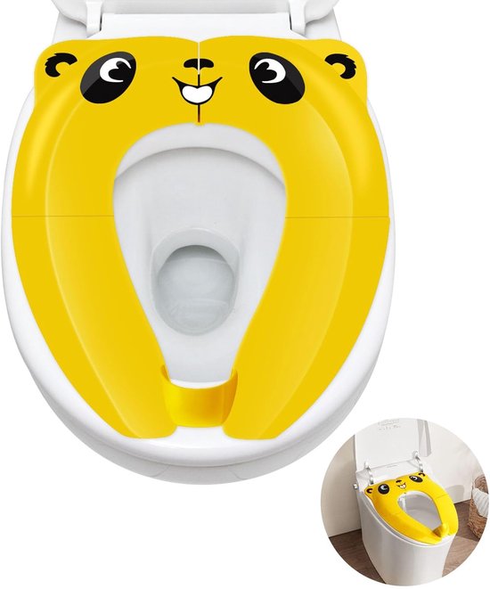 Panda Toilettensitz Kinder Toilettensitz Faltbar Wiederverwendbar Toilettensitzverkleinerer Fürs Töpfchentraining Für Kinder Gelb