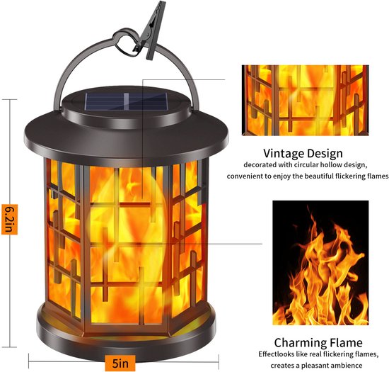 Solarbetriebene Gartenbeleuchtung Gartenfackeln 18 Cm Flammeneffekt Wasserbeständig (ip65)
