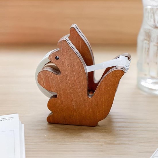 Klebebandabroller In Eichhörnchenform Schreibtisch Klebebandhalter Schreibtischorganisation Einzigartiges Holzdesign Standardklebeband Braun