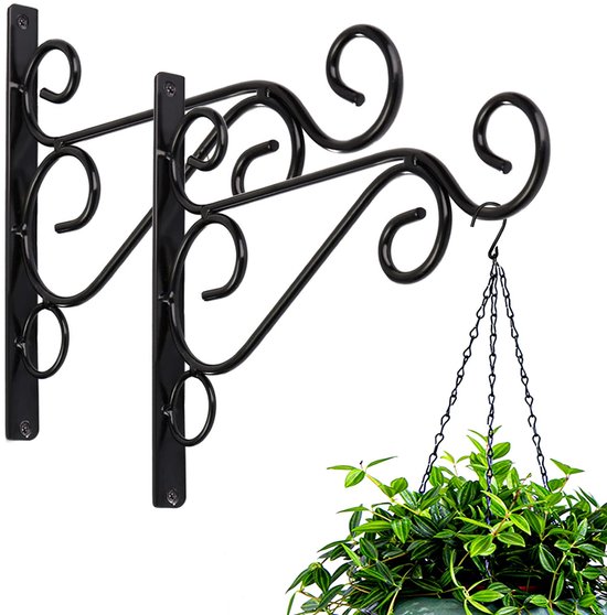Wandhaken Mit Aufhängevorrichtung Dekorative Haken Gartendekoration Rostbeständige Stahlkonstruktion 2 Stück Schwarz