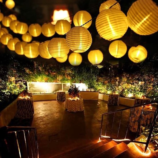 8 Meter Lange Led Lichterkette 30 Warmweiße Lichter Solarbetrieben Wasserdicht Für Den Außenbereich