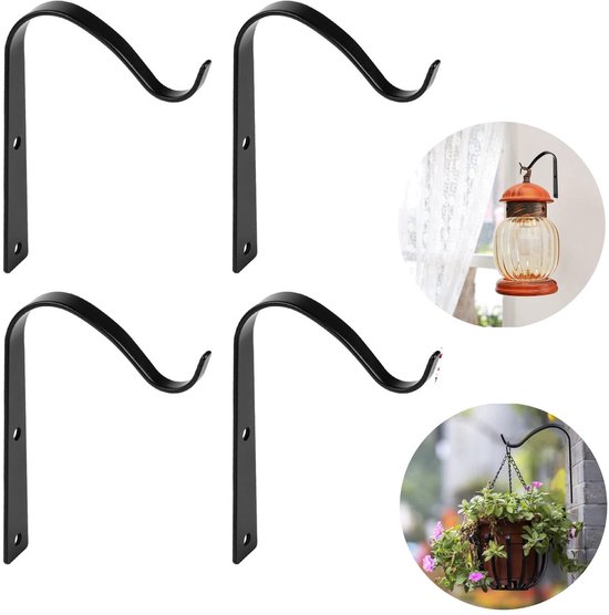 Store8 Pflanzenhalter Wandhaken Elegante Dekoration Schwarz Hängekörbe Für Garten Und Balkon 4er Set