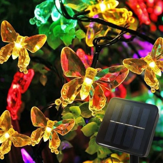 Solarbetriebene Schmetterlings Lichterkette Für Den Außenbereich 8 Meter Stimmungsvolle Beleuchtung Mit 40 Leds Und 8 Lichtmodi