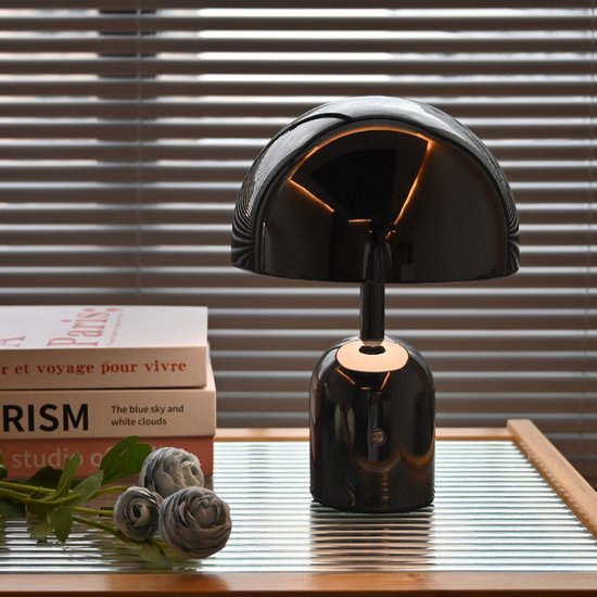 Wiederaufladbare Led Pilz Nachtlampe Kreative Deko Nachttischlampe Ambiente Schreibtischlampe (schwarz)