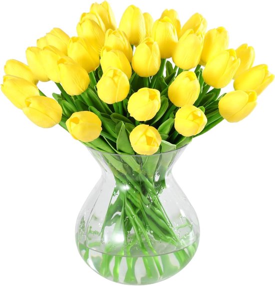 Künstliche Tulpen Kunstblumen Dekoration Realistisches Latex 20 Stück Gelb