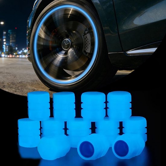 Leuchtende Ventilkappen Fluoreszierende Kappen Autoreifen Im Dunkeln Sichtbar 12 Stück Blau
