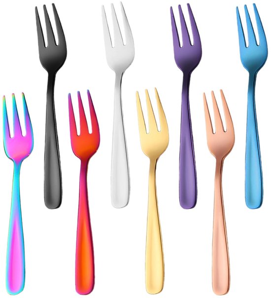 Buntes Gabelset Minigabeln 8 Teilig Edelstahl 13,7 Cm