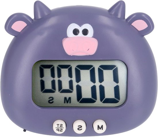 Digitaler Timer Tiermotiv Lila Kuh