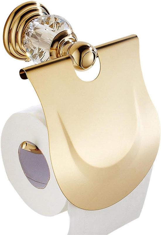 Toilettenpapierhalter Aus Kristall Eleganter Papierrollenspender Badezimmeraufbewahrung Mit Kristallabdeckung Für Große Rollen Goldfarben