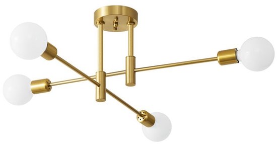 Industrielle 4 Flammige E27 Deckenleuchte, Deckenleuchte Für Wohnzimmer, Schlafzimmer Und Küche, Gold