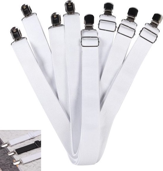4 Stück Verstellbare Spanngurte Spanngurte Mit Metallclips Für Bettlaken Weiße Bettgurte Robuste Gummibänder Für Matratze, Sofa, Couch Und Stuhl