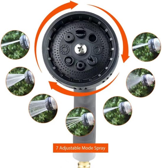 Hochwertige Gartenschlauchdüse Aus Edelstahl 8 Sprühmodi, Komfortabler Griff Und Auslaufsicher Für Garten Und Rasen (grau/orange)