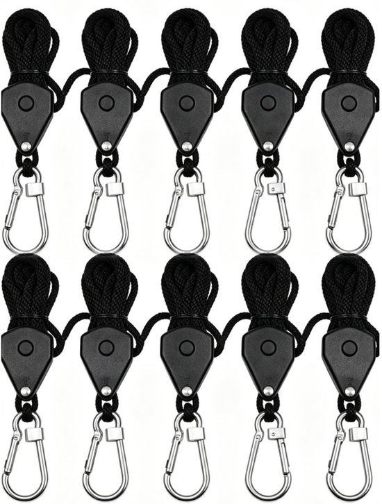 10er Set Verstellbare Seilhaken Aufhängeseil Für Pflanzenlampen Haken Höhenverstellbar Kunststoff 5 X 3 X 1 Cm Zum Aufhängen Von Pflanzenlampen,