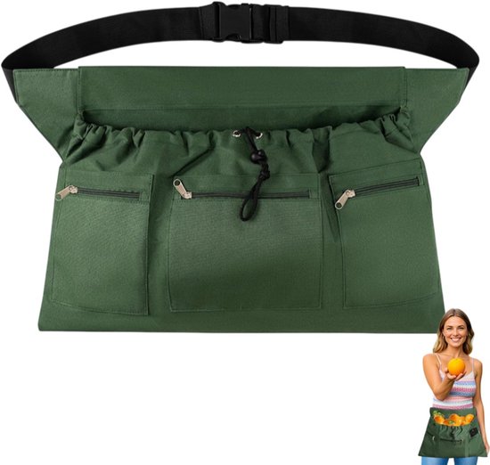 Gartenschürze Pflückschürze Aufbewahrungstasche Obstpflücktasche Oxford Gewebe Unisex Gartenzubehör Zum Pflücken Von Gemüse, Obst Und Blumen Grün