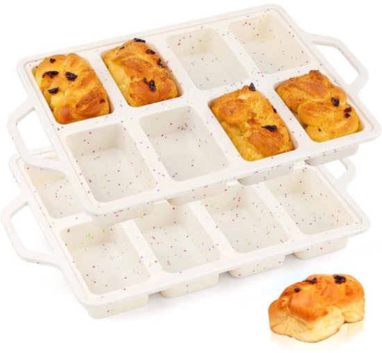 2er Set Silikon Backformen Backform Lebensmittel Backform Kuchenbackform Weiß 35,3 X 21,7 X 3,6 Cm