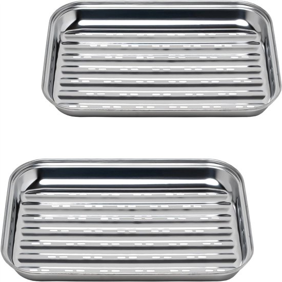 Grillplatten Set Edelstahl Grillkorb Für Fleisch, Fisch & Gemüse Grillzubehör Für Draußen Für Grillfans Silber Mittel 2 Teilig