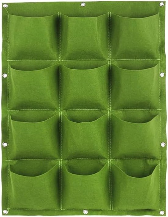 Pflanzwandtasche Vertikaler Garten Platzsparend Atmungsaktives Fleece Material 12 Taschen Grün